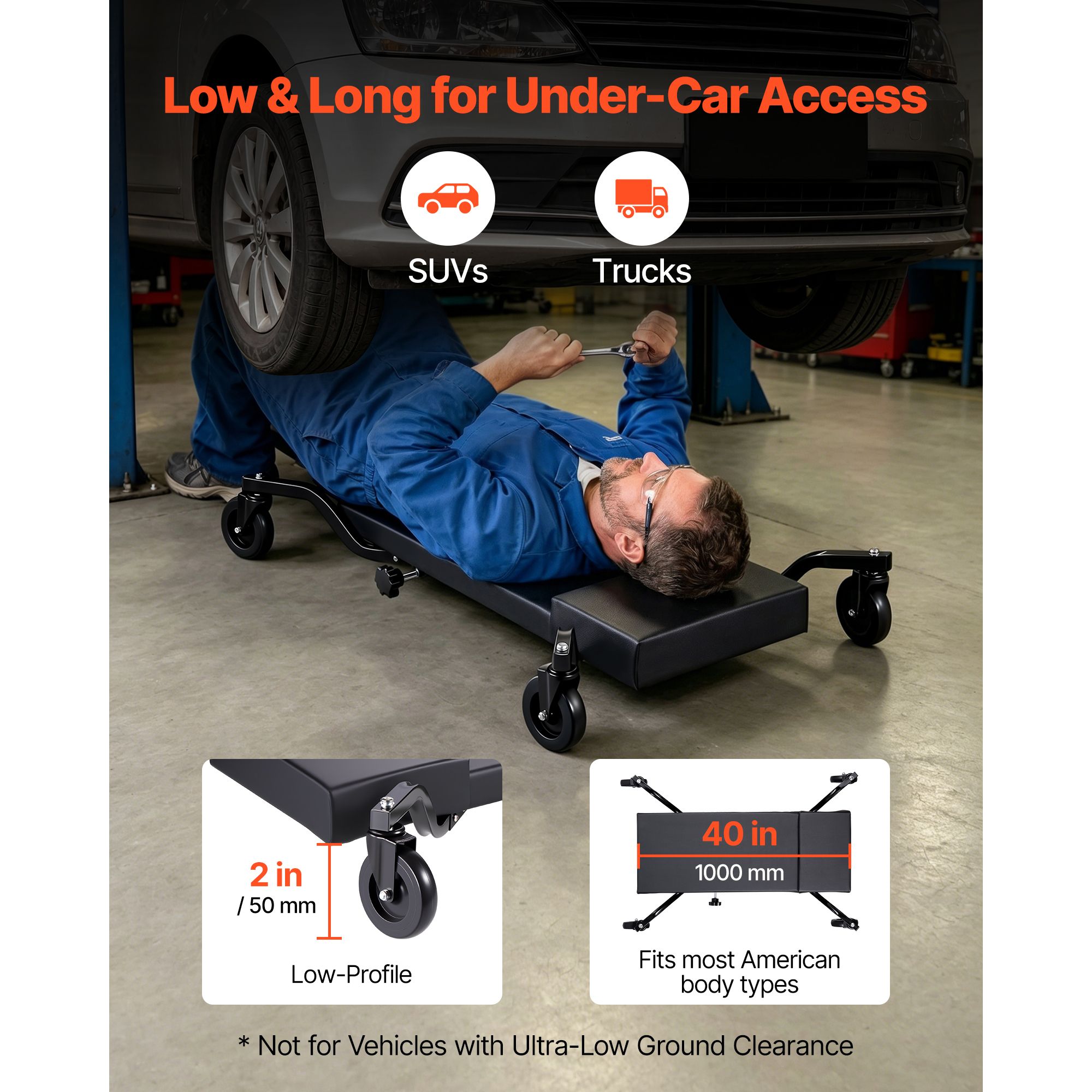 40 in Mechanic Creeper with 4  - đánh giá và giá Garage Creeper Roller